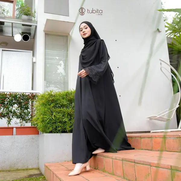 TUBITA - Meena Lace Abaya Gamis Haji dan Umroh Polos Wanita Elegan
